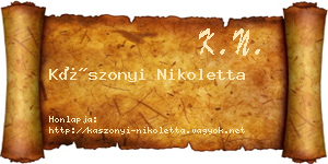 Kászonyi Nikoletta névjegykártya